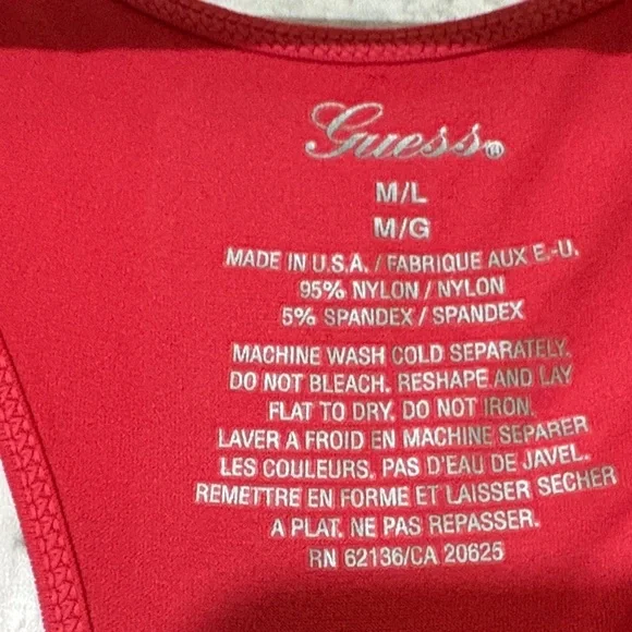 GUESS Vibrant Red Racerback Tank Top, size M/L - Picture 2 of 5